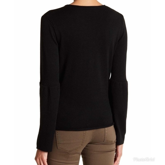 John + Jenn Bell Sleeve Crew Neck Sweater Caviar L - Picture 2 of 9